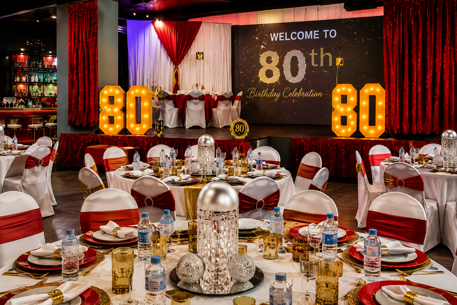 80th birthday stage setup