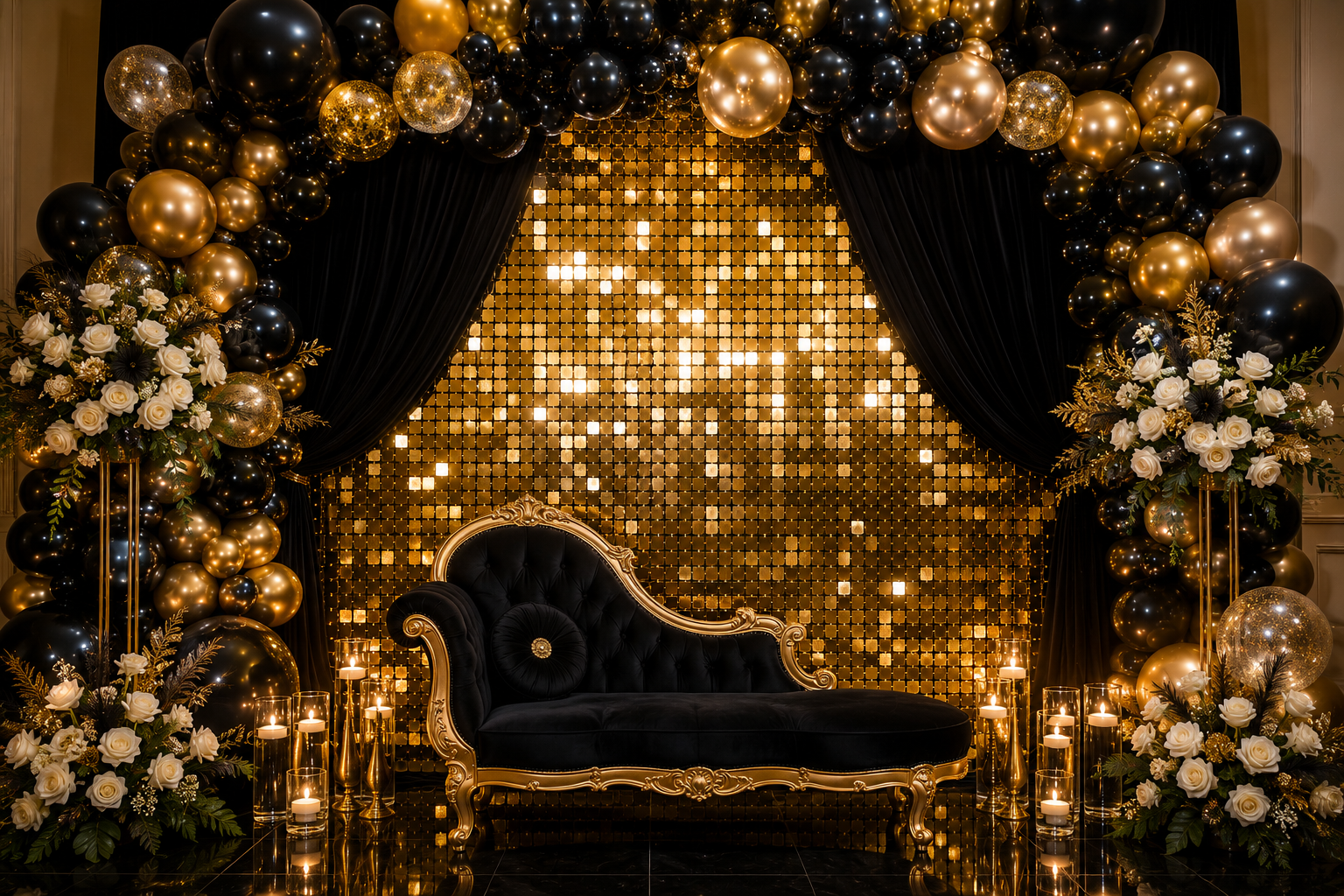 Luxury black and gold backdrop