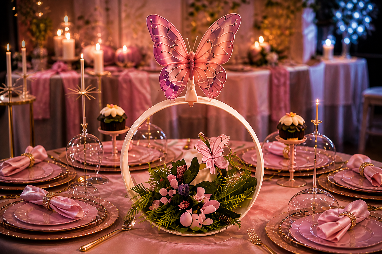 Pink butterfly table design